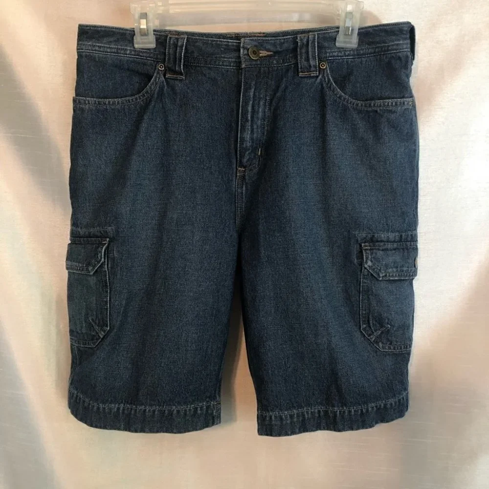 Duluth Trading  Cargo Jean Shorts Med Wash High Rise Ladies 12 - Picture 9 of 10